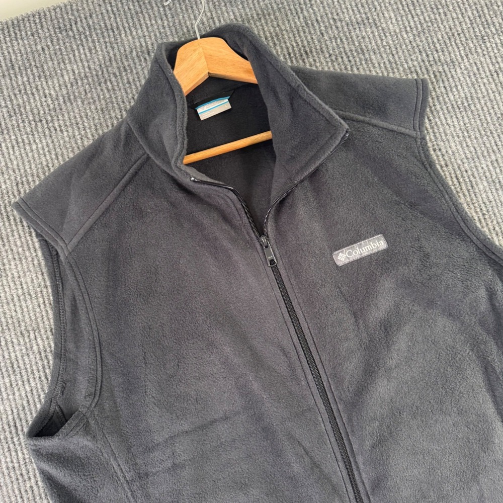 Columbia Fleece Vest Mens L Gray Full Zip Sleeveless Outdoor Gorpcore Minimalist